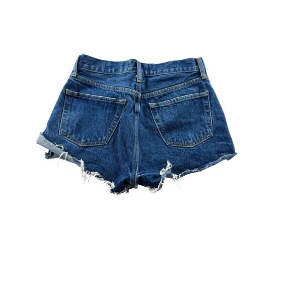 AGOLDE Parker Cut Off Denim Shorts Size 23 Medium Wash Frayed Hem Cotton Button - Picture 2 of 8